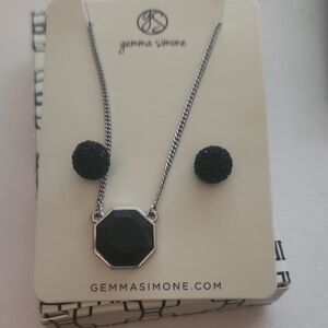 Gemma Simone Black Necklace and Earring Set